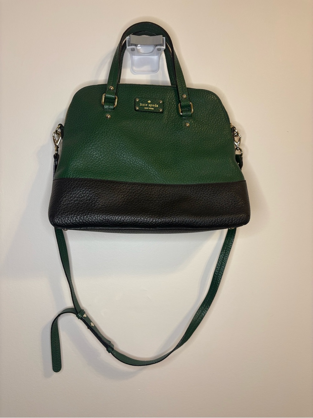 Kate spade Grove Court Satchel Green and Black Pebbled Leather Dome - Picture 3 of 9